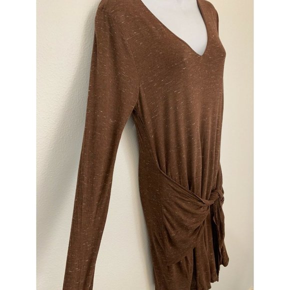 Anthropologie Dolan Left Coast Medium Wrap Tie Brown Long Sleeve Knit Dress - Picture 3 of 8